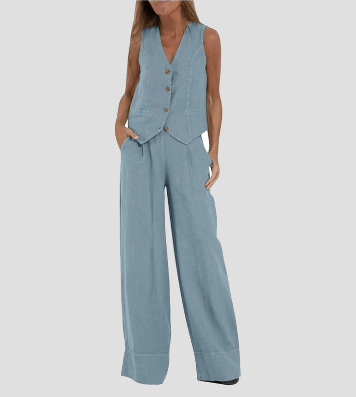 Cotton Leisure Set: Vest and Pants Combo