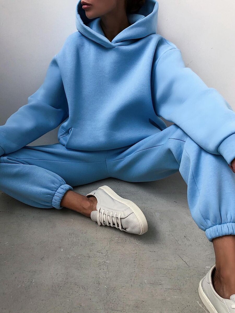 Trendy Solid Color Hooded Two-Piece Set
