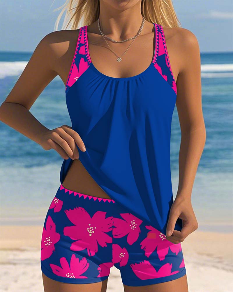 Judith - Printed U-Neck Sleeveless Tankini