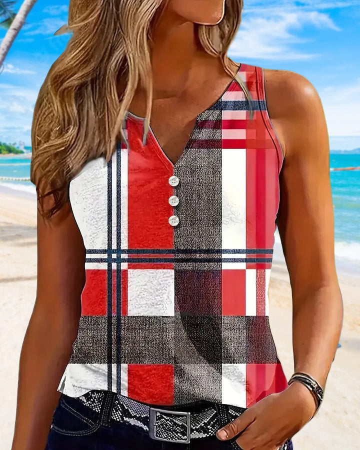 Checkered Print Sleeveless Top