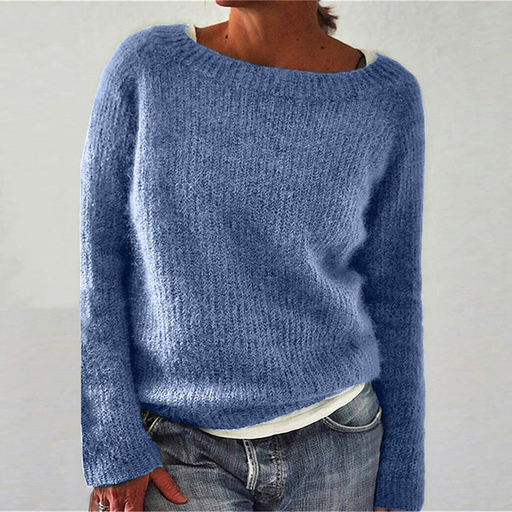 Soft Solid Color Casual Crew Neck Sweater