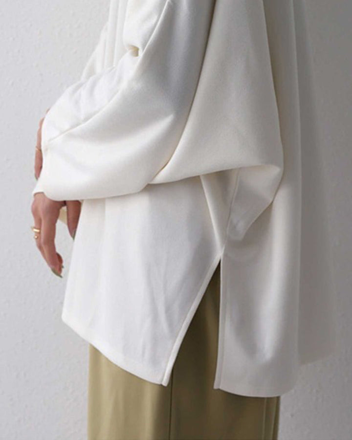 Relaxed V-Neck Solid Color Blouse