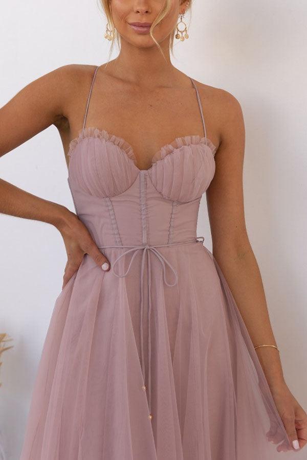 Chic Chiffon Maxi Dress with Suspenders for a Modern Princess Look