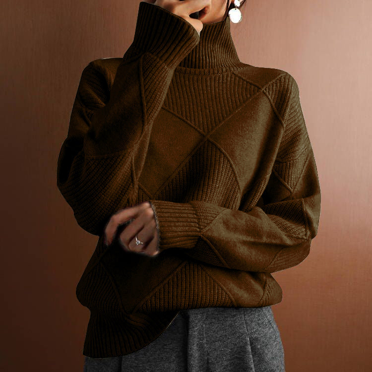 Cozy Loose-Fit Long-Sleeve Turtleneck Sweater for Winter