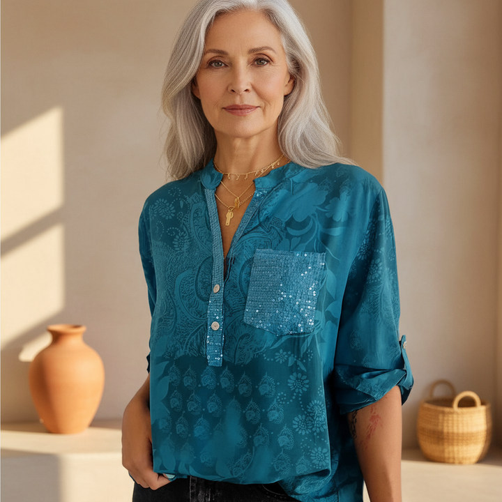 Thalina - Embellished Pocket Blouse