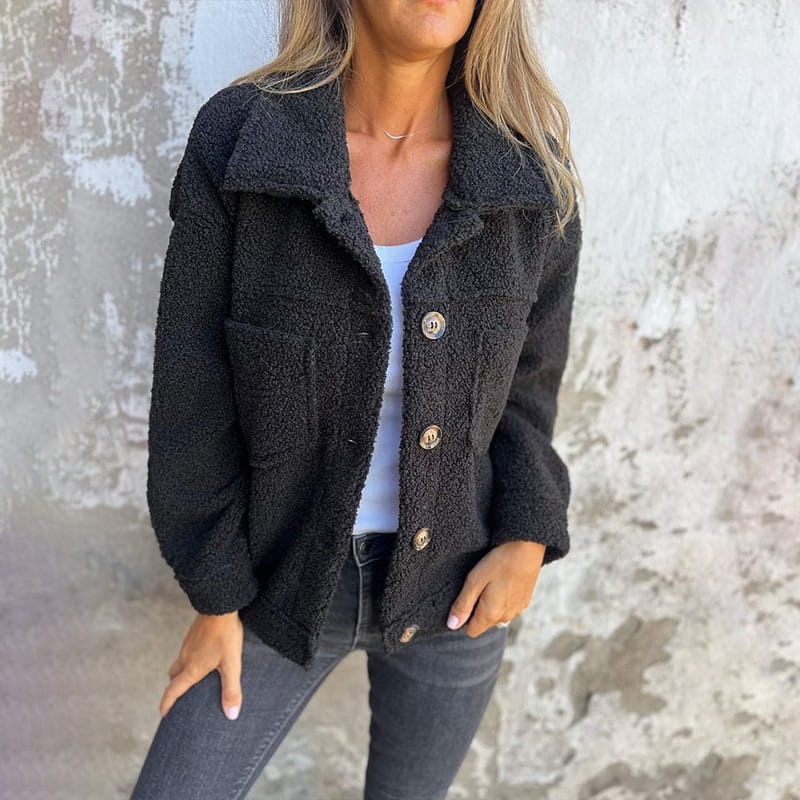 Louise Sherpa Button-Up Jacket