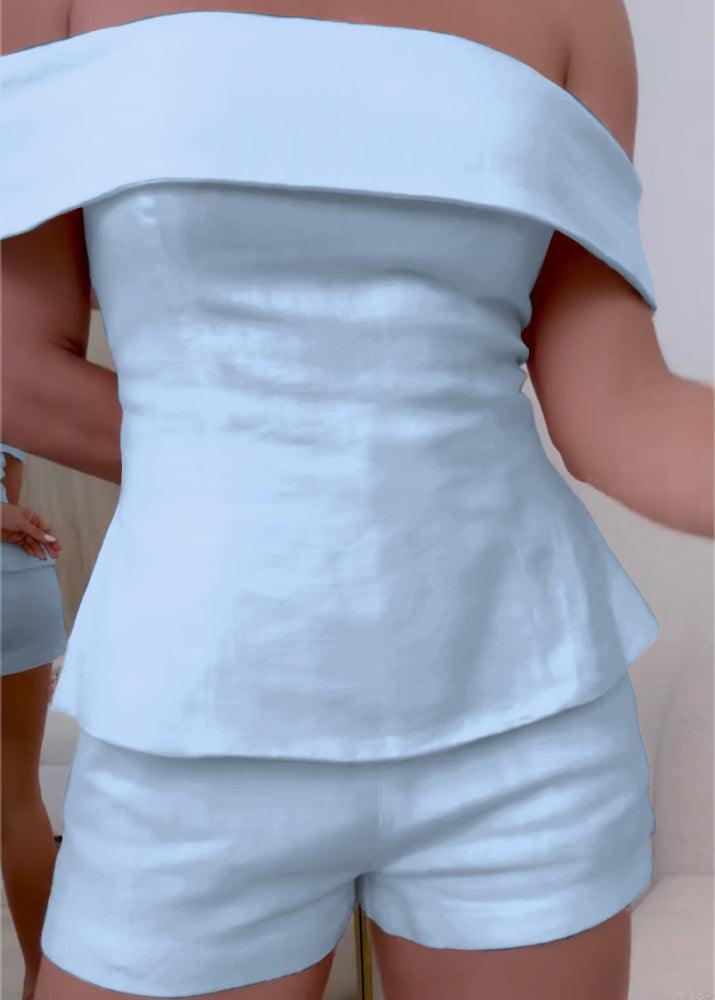 White Cotton-Linen Two-Piece Ensemble