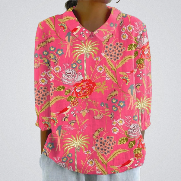 Linda – Coral Floral Blouse