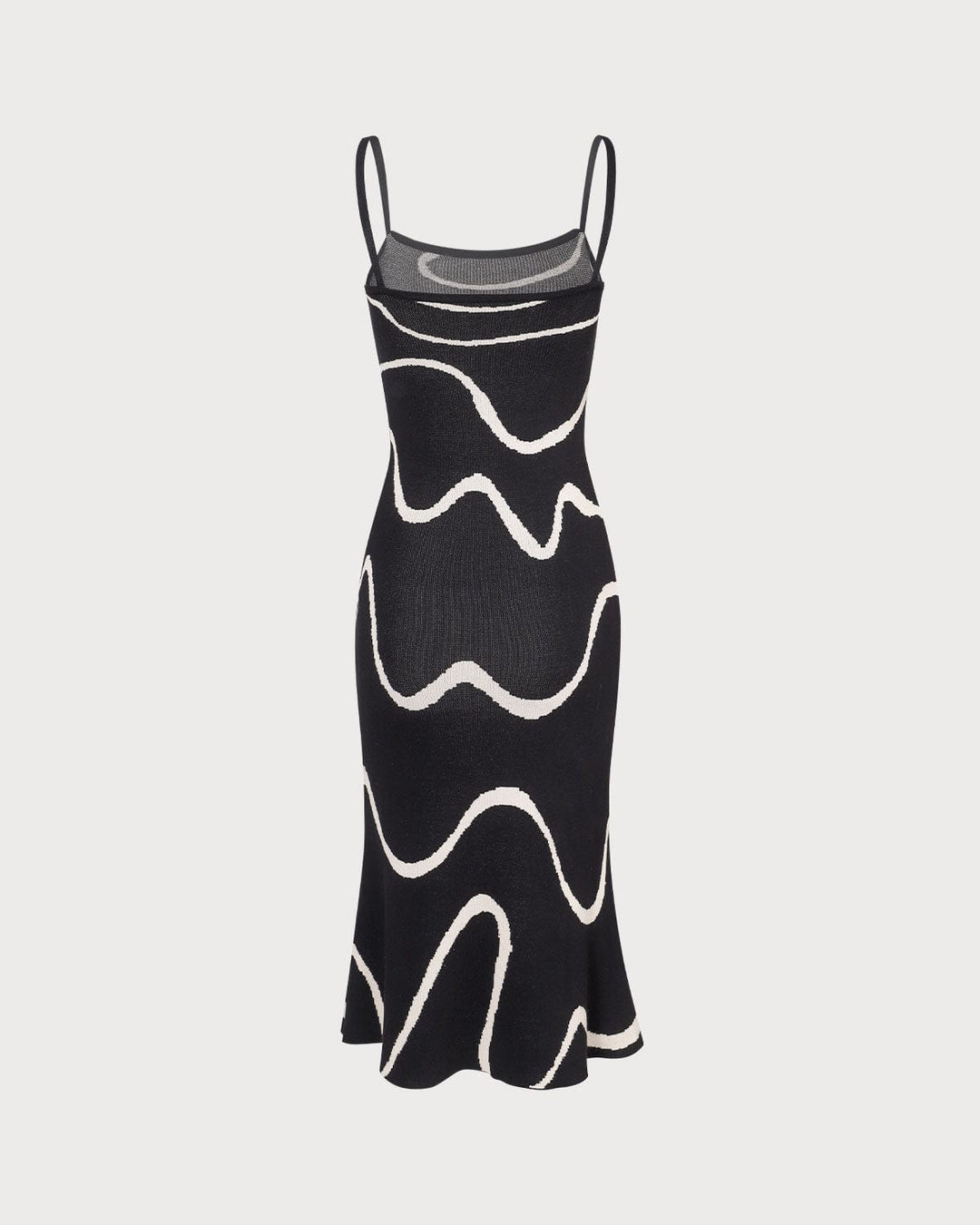 Das Black Wave – Midi-Strickkleid mit Wellenförmigem Saum