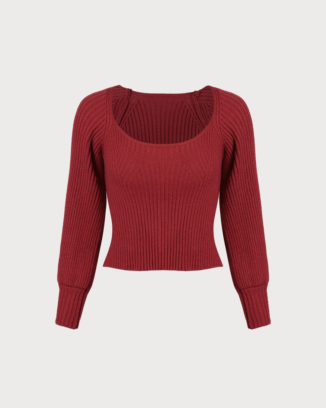 Roter Pullover mit U-Ausschnitt und lässigen Laternenärmeln