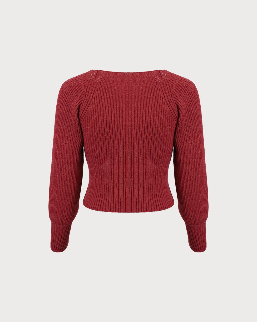 Roter Pullover mit U-Ausschnitt und lässigen Laternenärmeln