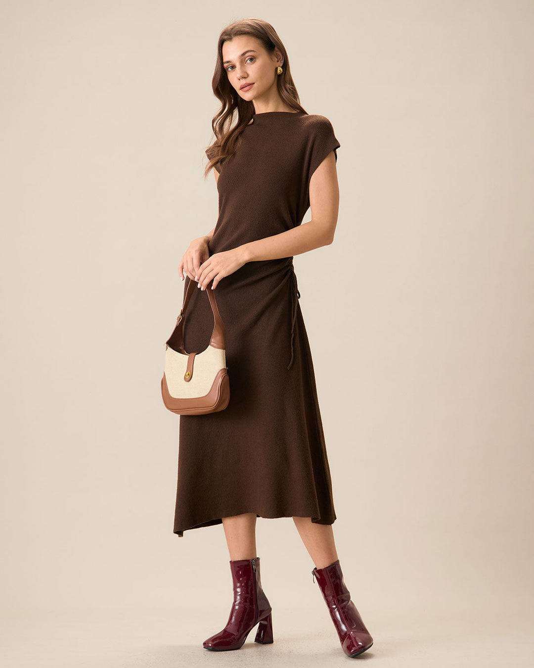 קפה – Figurbetontes Wende-Pulloverkleid für Frauen