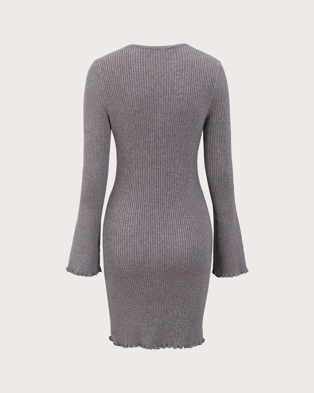 Graues Minikleid mit U-Boot-Ausschnitt und Pullover-Stil