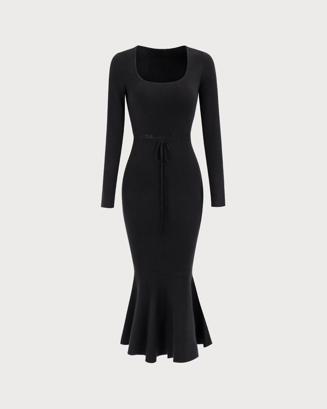 Schwarzes Damen-Maxikleid mit Meerjungfrauen-Ausschnitt