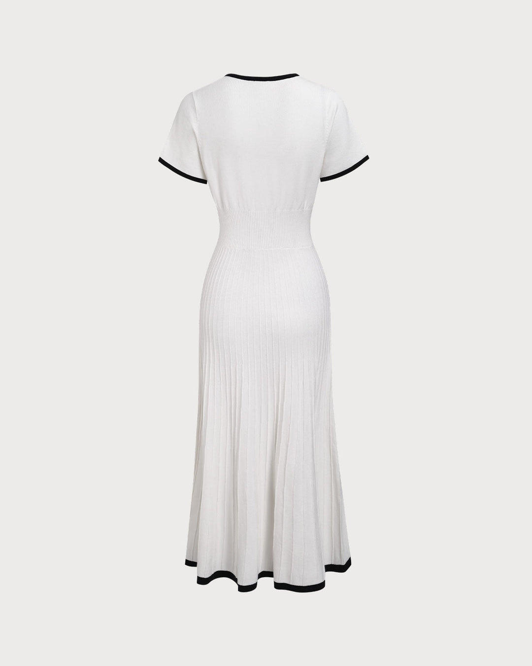 Kontrastierendes Damen-Midikleid in Weiß mit Pullover
