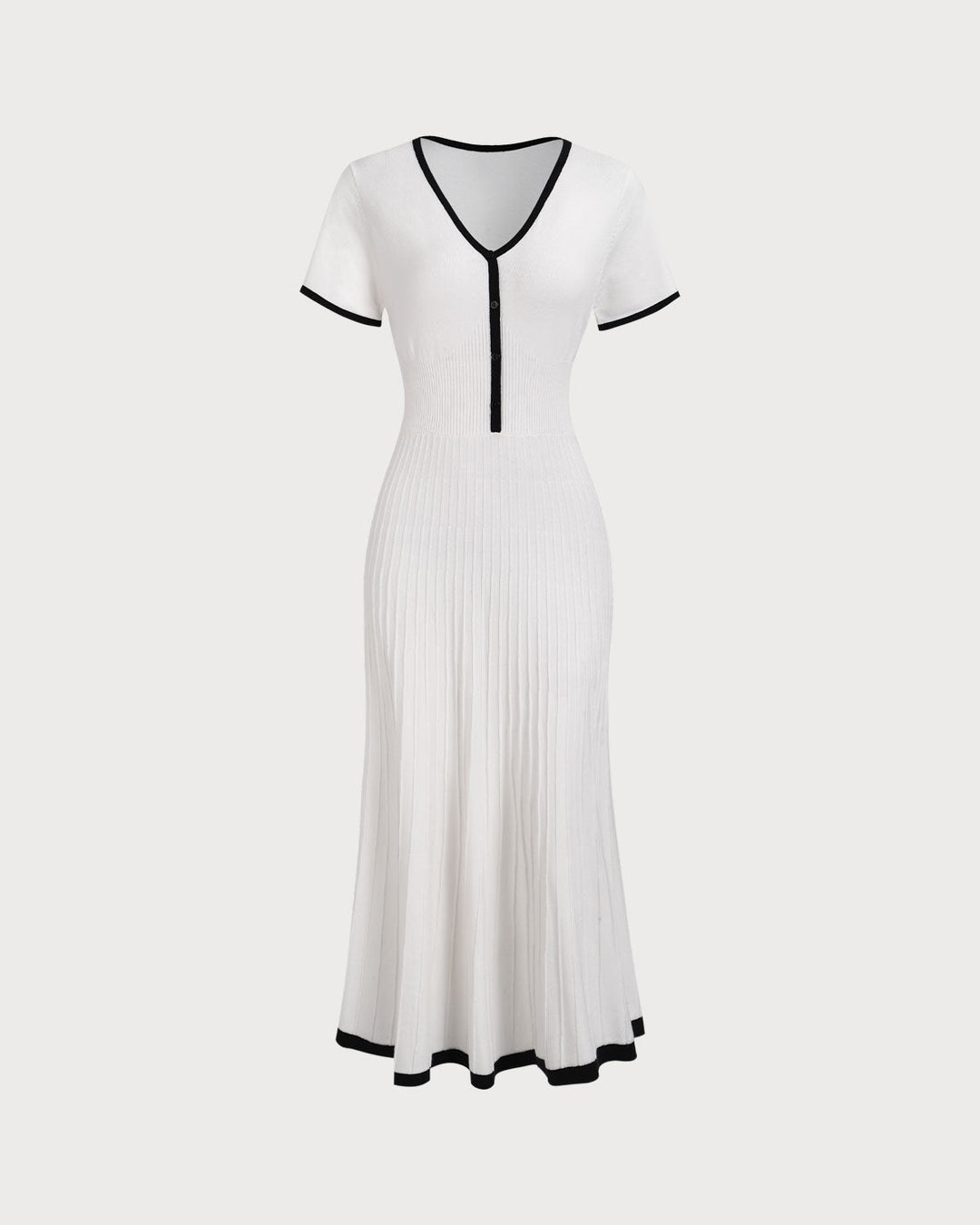 Kontrastierendes Damen-Midikleid in Weiß mit Pullover