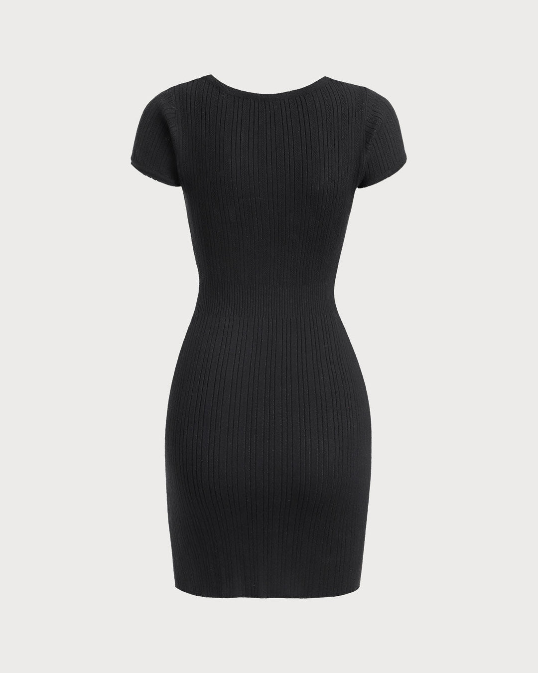 Schwarzes Ripp-Minikleid mit Rundhalsausschnitt