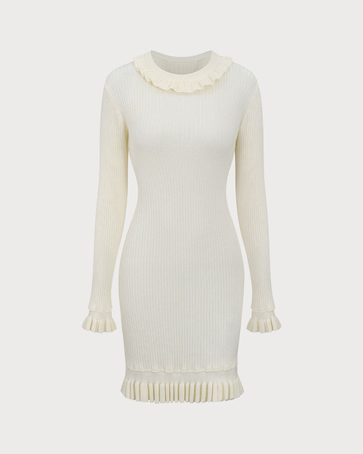 Figurbetontes, Weißes Minikleid mit Pullover-Design