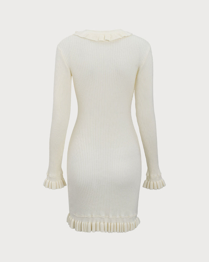 Figurbetontes, Weißes Minikleid mit Pullover-Design