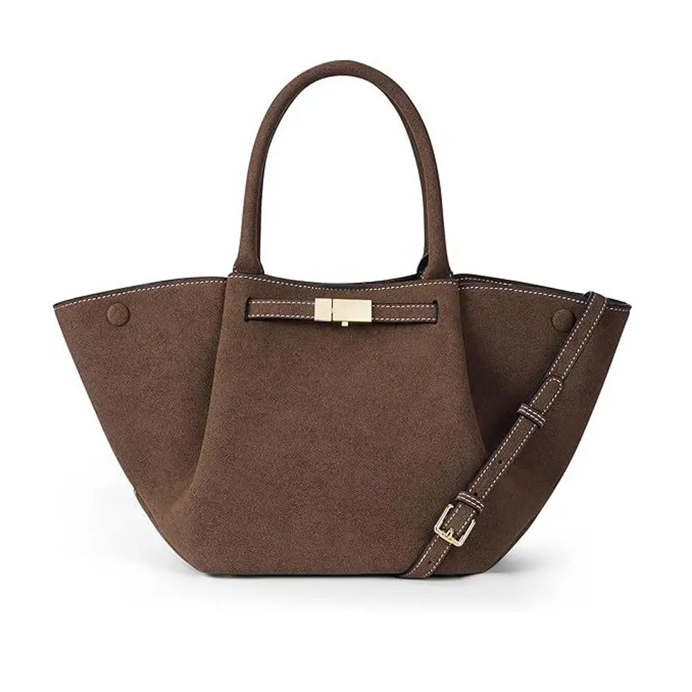 Chic Vintage-Inspired Faux Suede Tote Bag