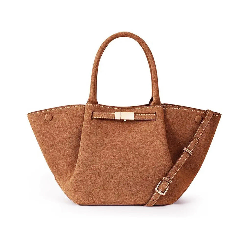Chic Vintage-Inspired Faux Suede Tote Bag