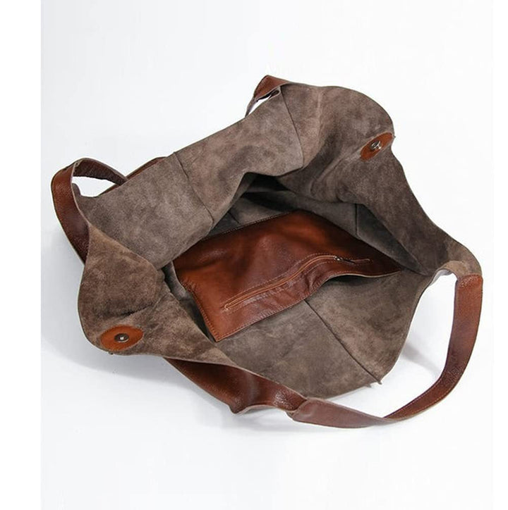 Spacious Soft Leather Shoulder Bag - Elegant and Versatile