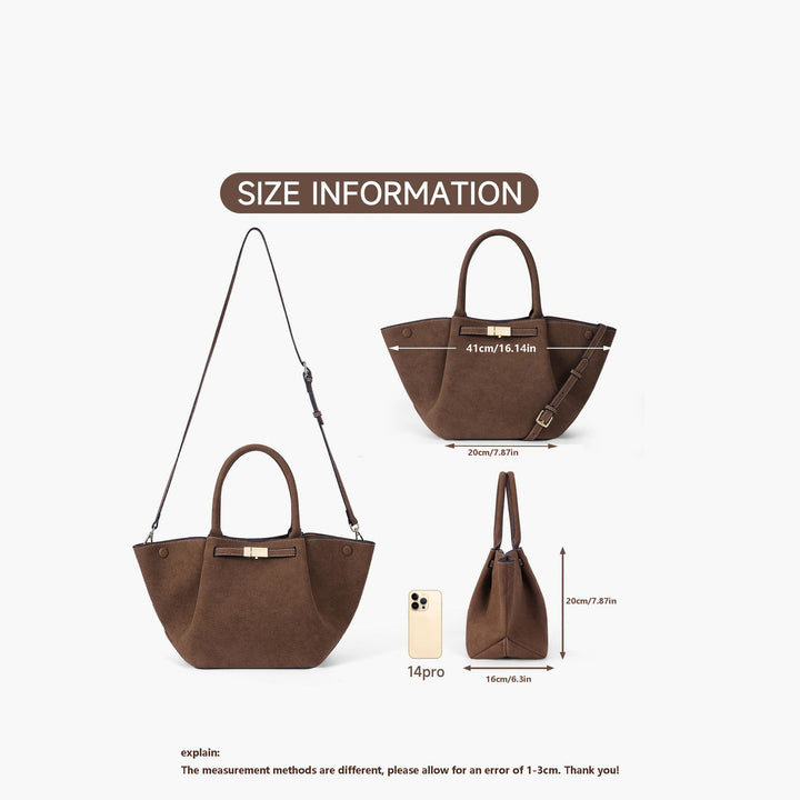 Chic Vintage-Inspired Faux Suede Tote Bag
