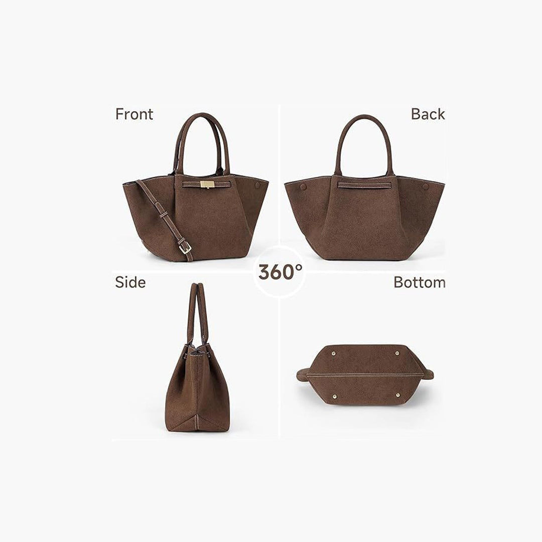 Chic Vintage-Inspired Faux Suede Tote Bag