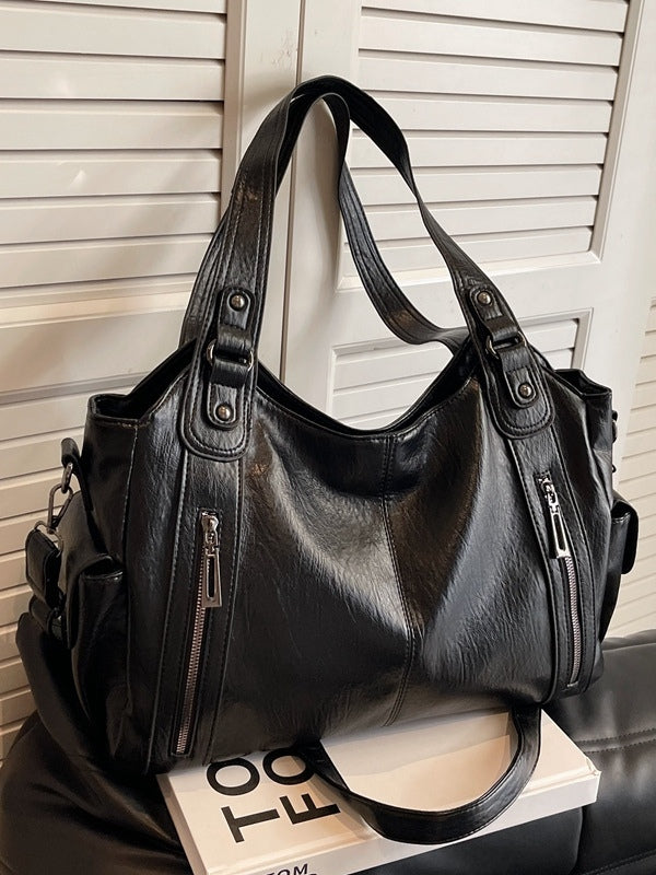 Chic Rivet-Embellished High-Capacity Tote Bag