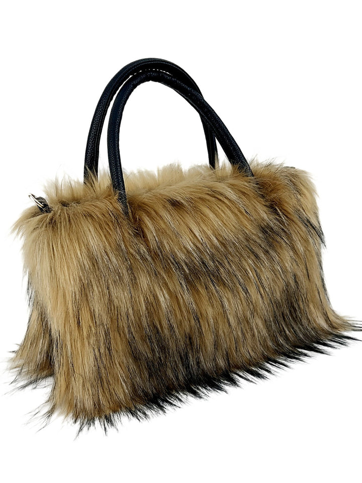 Chic Faux Fur Crossbody Bag with Trendy Chain Strap