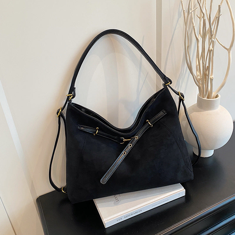 Elegant Vintage Suede Multi-Functional Shoulder and Crossbody Bag