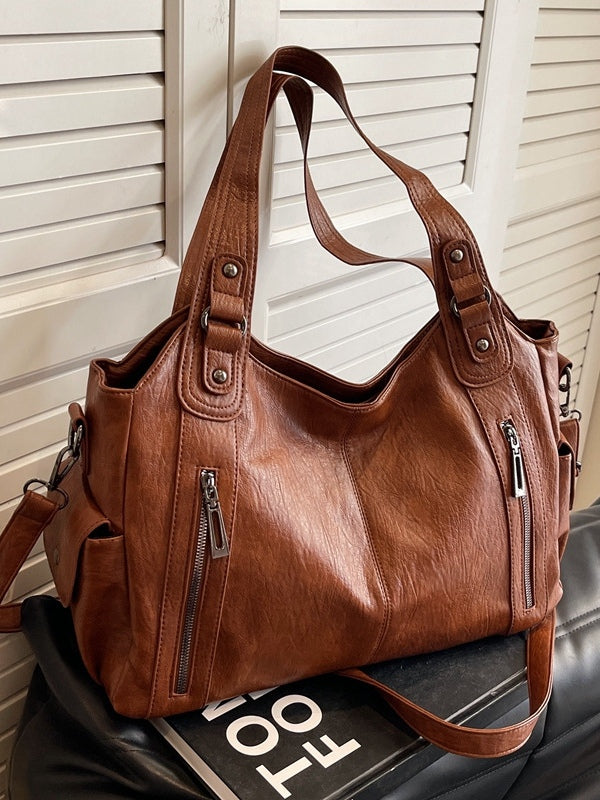 Chic Rivet-Embellished High-Capacity Tote Bag