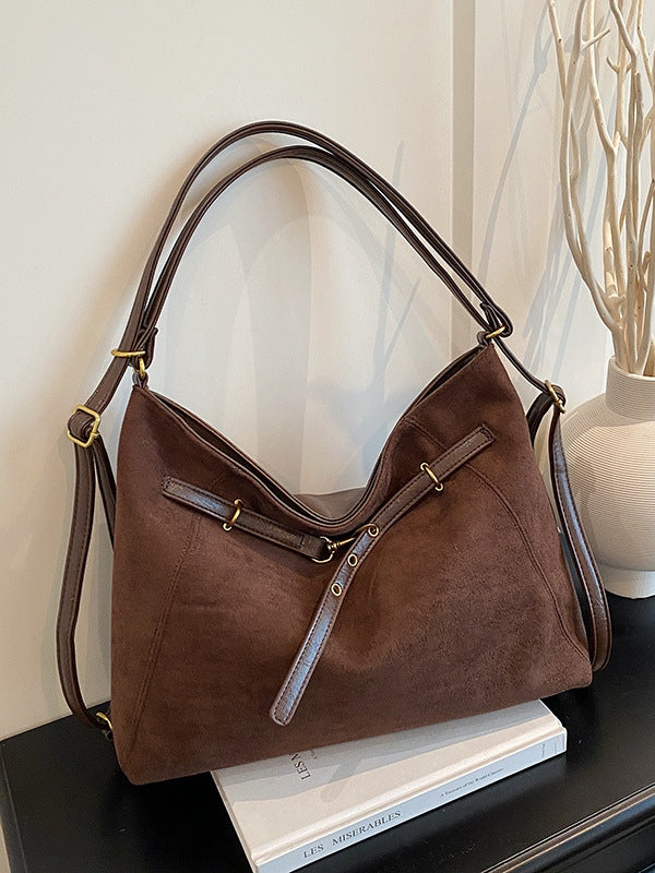 Elegant Vintage Suede Multi-Functional Shoulder and Crossbody Bag