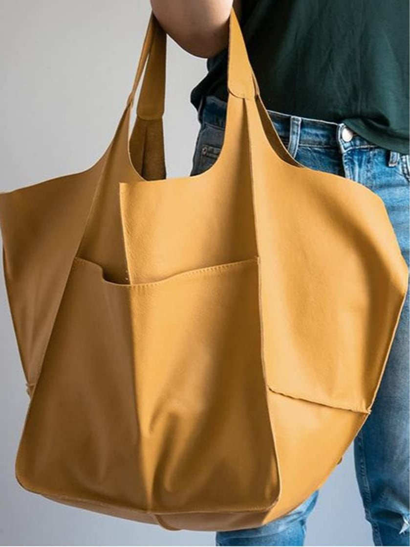 Spacious Soft Leather Shoulder Bag - Elegant and Versatile