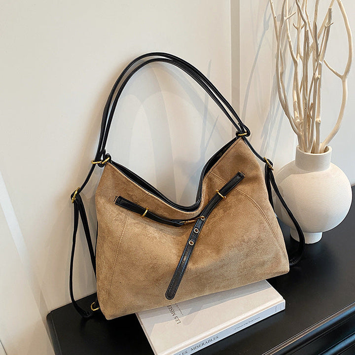 Elegant Vintage Suede Multi-Functional Shoulder and Crossbody Bag