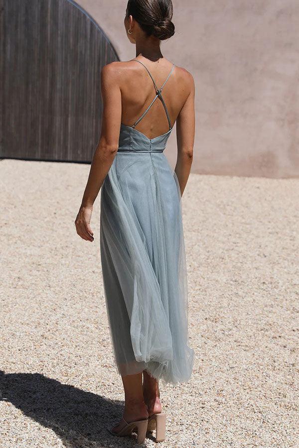 Chic Chiffon Maxi Dress with Suspenders for a Modern Princess Look