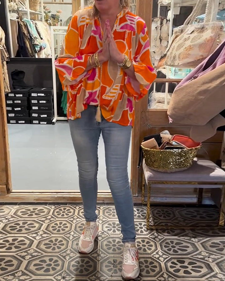 Vibrant Blouse with Drop Shoulder Design