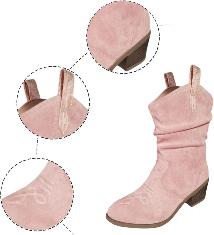 Retro Western Cowboy Ankle Boots with Tassels