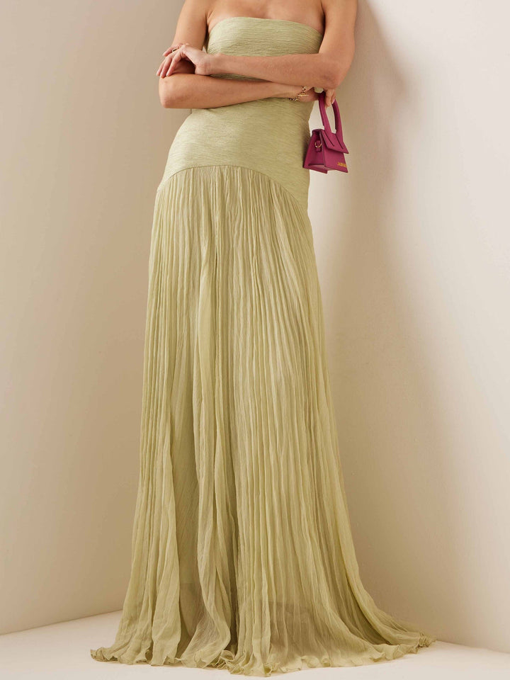 Off-Shoulder Maxi Dress with Solid Splicing