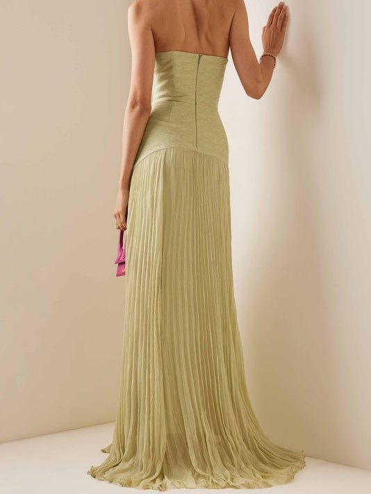 Off-Shoulder Maxi Dress with Solid Splicing