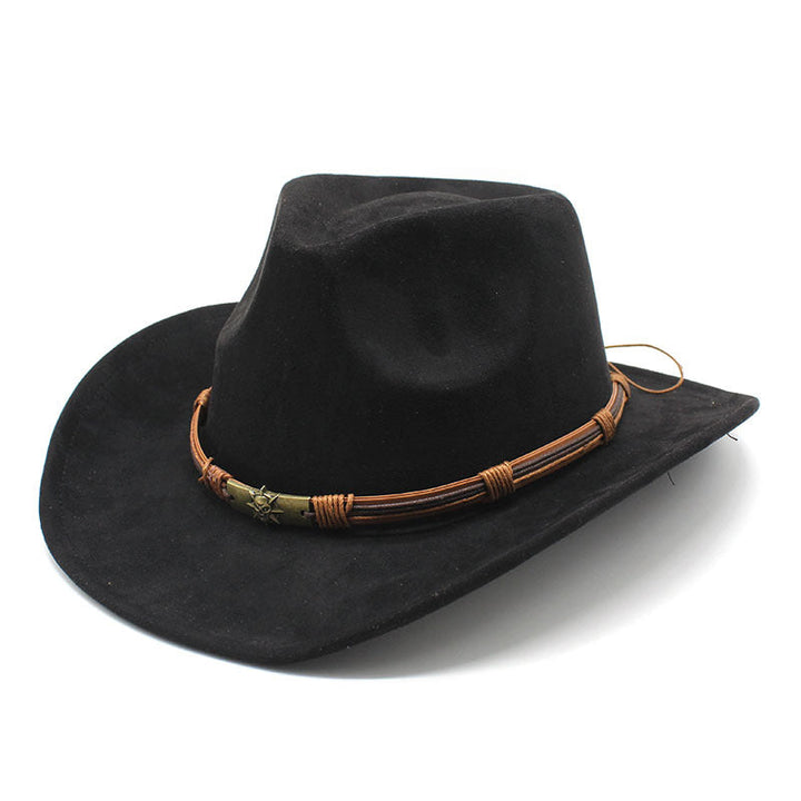 Western Cowboy Hat with Suede Curled Brim