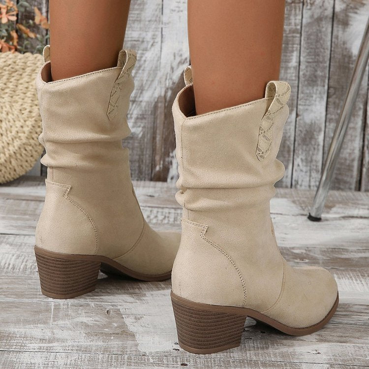 Retro Western Cowboy Ankle Boots with Tassels