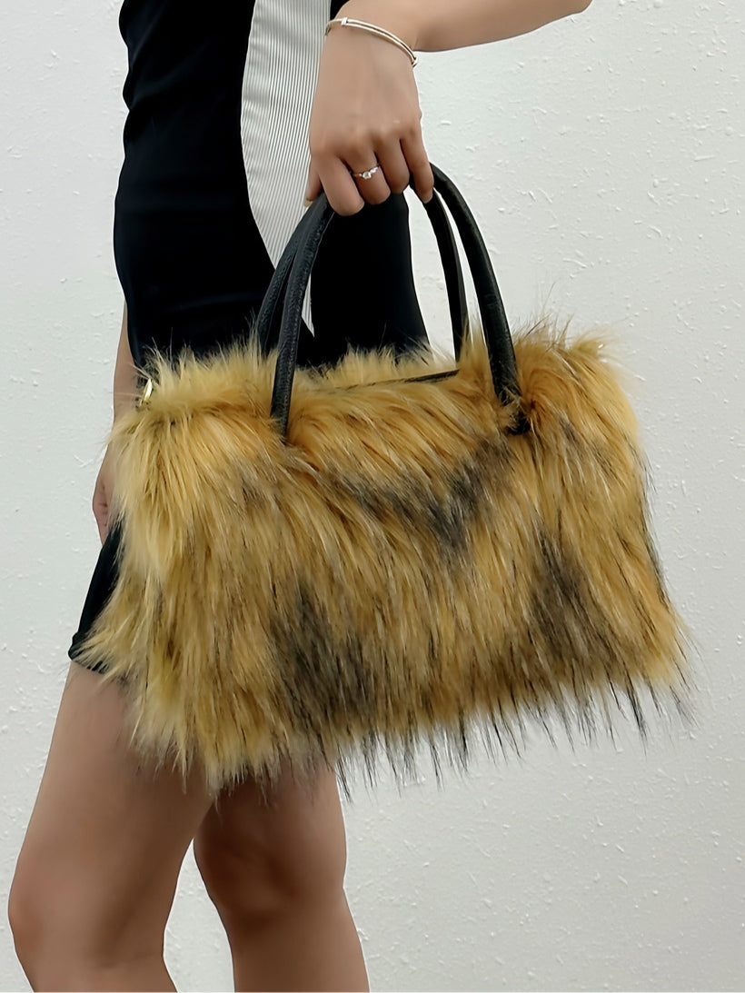 Chic Faux Fur Crossbody Bag with Trendy Chain Strap