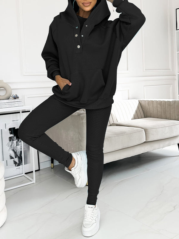 Relaxed Fit Three-Piece Sweatshirt Ensemble
