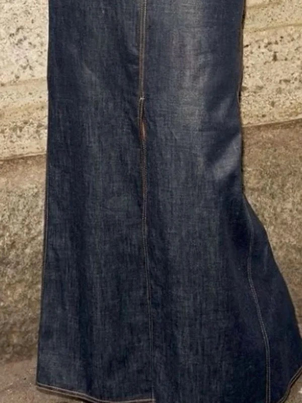 Solid Color Zipper Skirts with No Belt - Column Style Bottoms