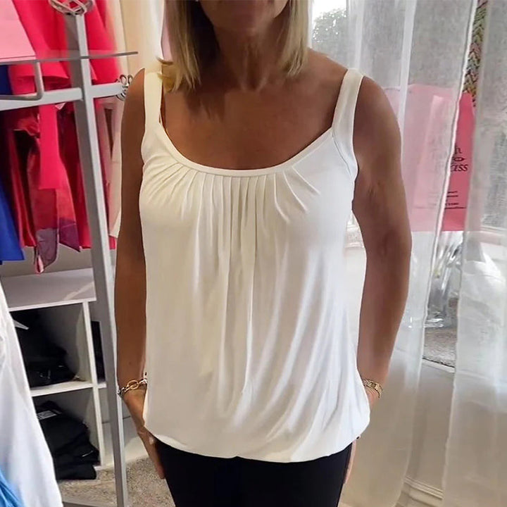 Pleated Sleeveless Casual Top