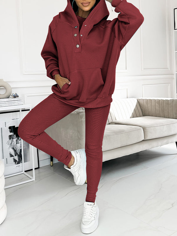 Relaxed Fit Three-Piece Sweatshirt Ensemble