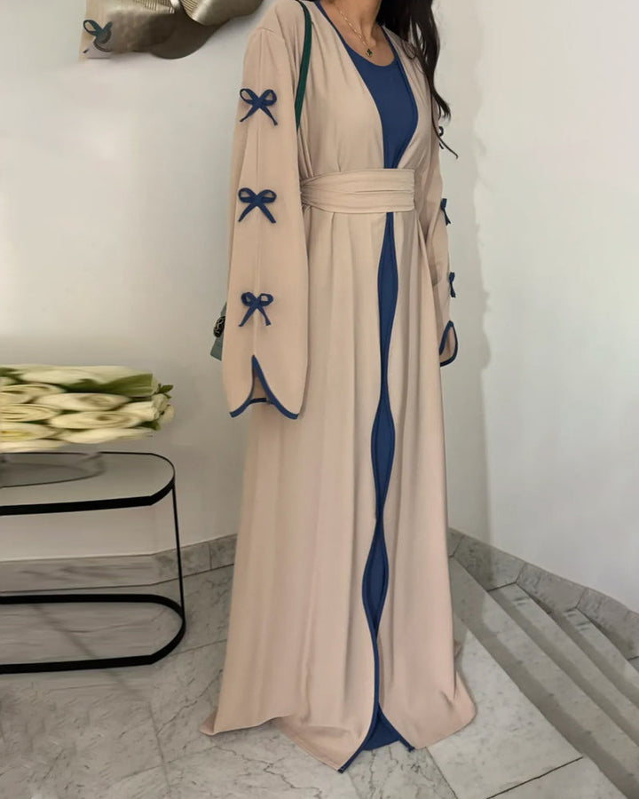 דואו קרדיגן ושמלה עם עיטורי פפיון שיקיים