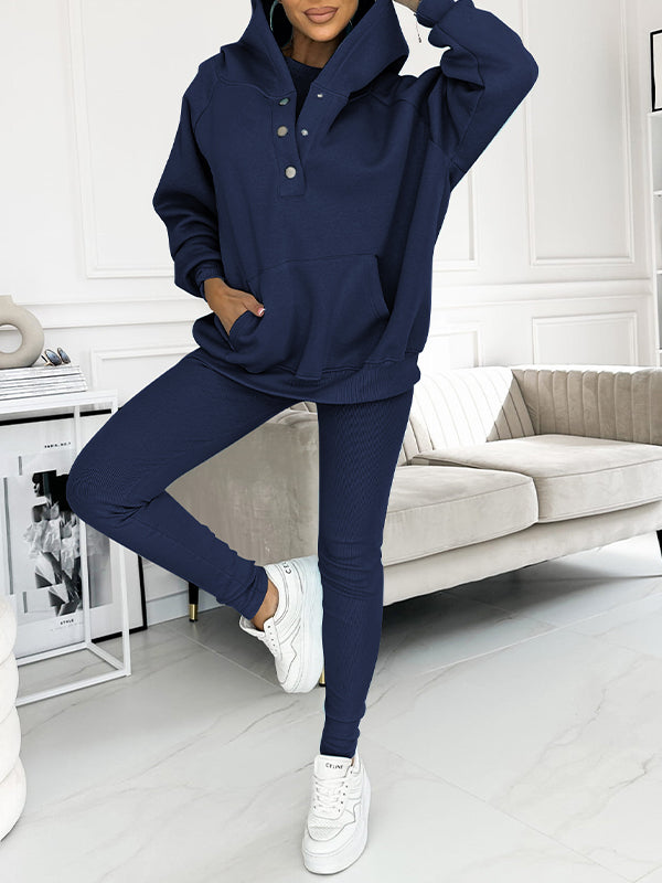 Relaxed Fit Three-Piece Sweatshirt Ensemble