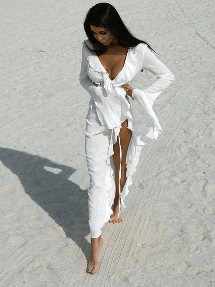 Celeste Lightweight Ruffled Beach Cover-Up